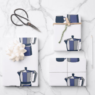 Coffee Pot Coffee Mug Birthday Wrapping Paper Sheet
