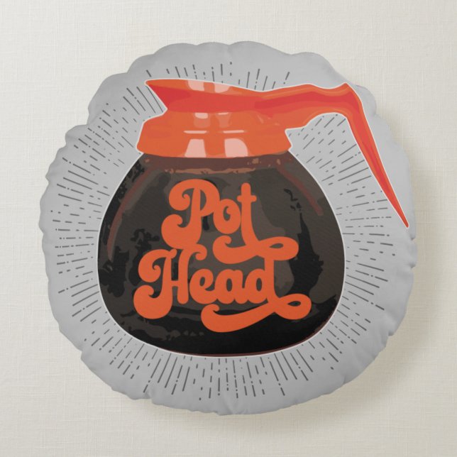 (Coffee) Pot Head Round Pillow (Front)