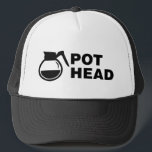 Coffee Pot Head - simple drawing Trucker Hat<br><div class="desc">A little sobriety humour that you can pass on to your friends. Make them laugh with this humourous gag gift or white elephant. Also for any coffee lover.</div>