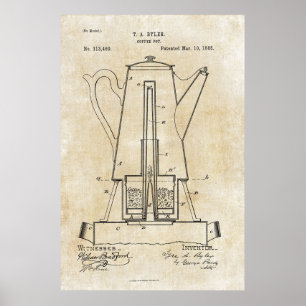 Coffee Pot Patent Print Poster 1885