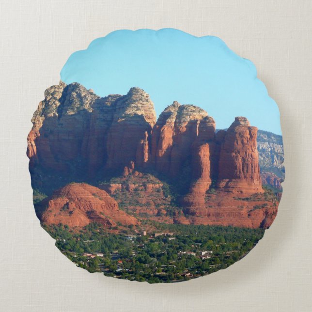 Coffee Pot Rock I in Sedona Arizona Round Pillow (Front)