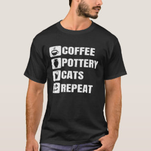 Coffee Pottery Cats Repeat Ceramic Pottery Ceramic T-Shirt