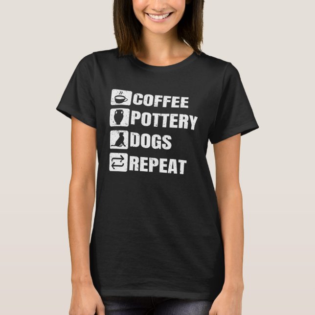 Coffee Pottery Dogs Repeat Ceramic Pottery Ceramic T-Shirt (Front)
