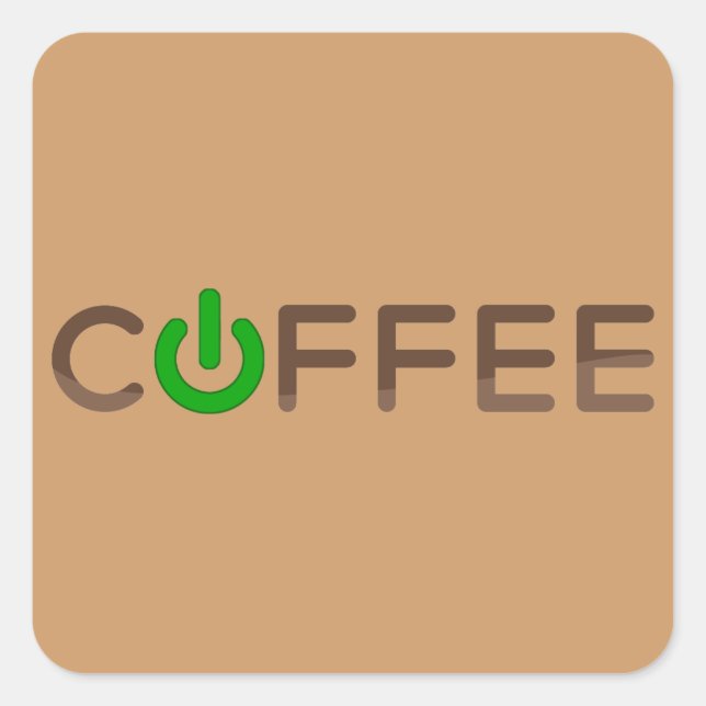 Coffee Power (Green) Square Sticker (Front)