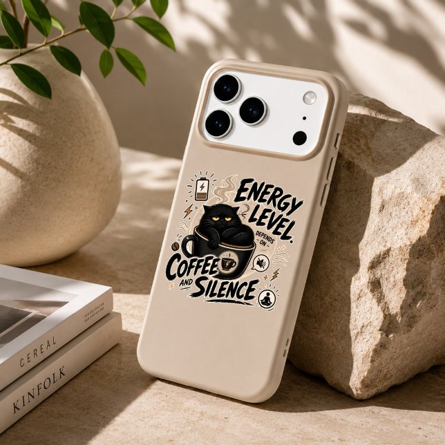 Coffee Powered Black Cat iPhone Case (Creator Uploaded)