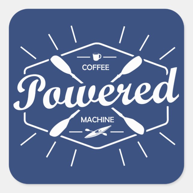 Coffee Powered Machine Kayak Square Sticker (Front)