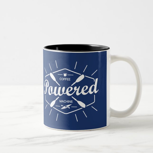 Coffee Powered Machine Kayak Two-Tone Coffee Mug (Right)