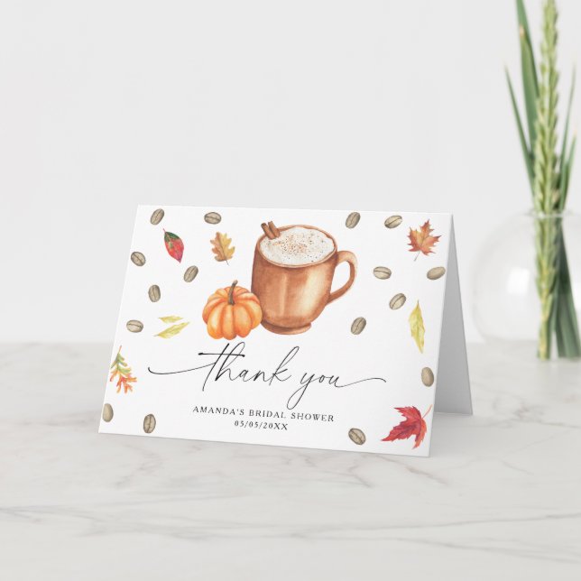 Coffee Pumpkin Thank you Bridal shower  Card (Front)