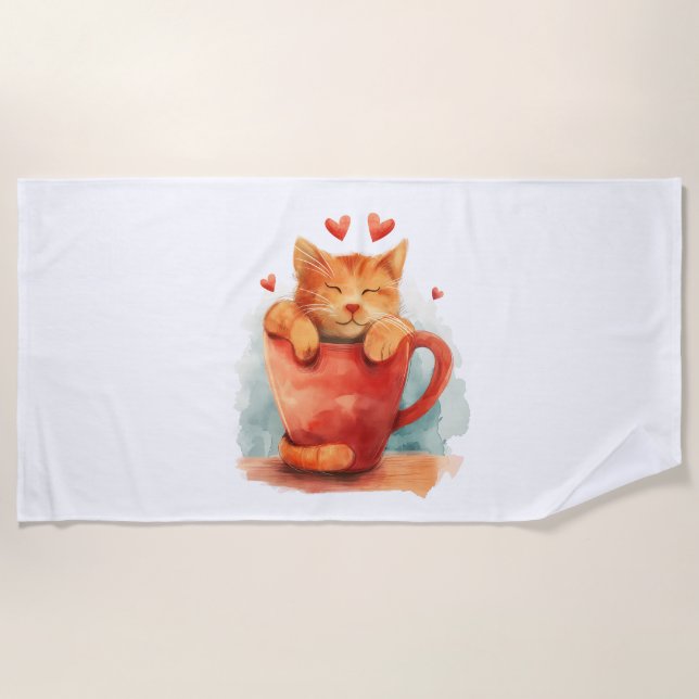 Coffee Purrfection Beach Towel (Front)