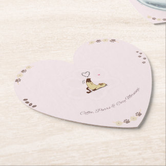 Coffee, Purrs & Cozy Mornings Heart Coaster