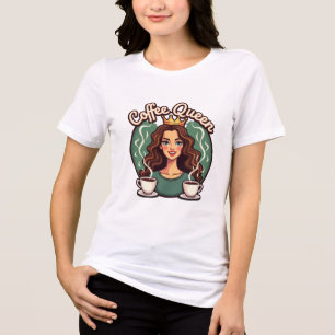 Coffee Queen: Regal Woman with Crown and Coffee Tri-Blend Shirt