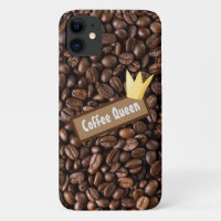 Coffee Queen Typography Gold Crown