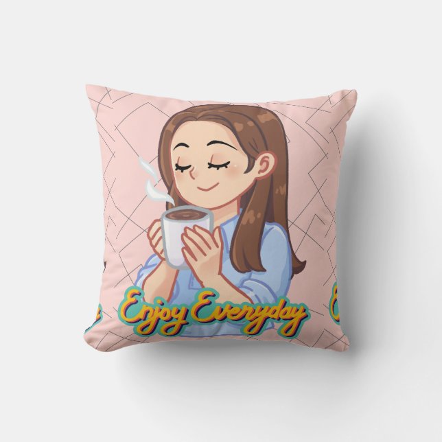  coffee quote  throw pillow (Front)