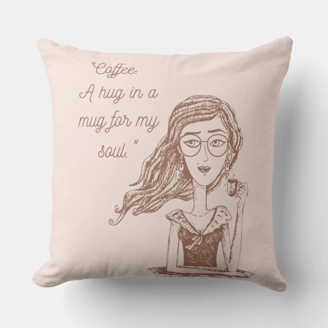 coffee quote  throw pillow (Front)
