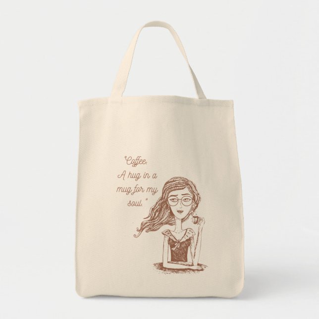 coffee quote  tote bag (Front)