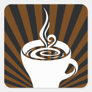 coffee rays square sticker
