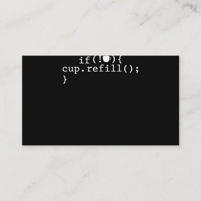 Coffee Refill Smart Coding Software Engineer Business Card (Front)