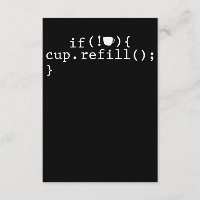 Coffee Refill Smart Coding Software Engineer Enclosure Card (Front)