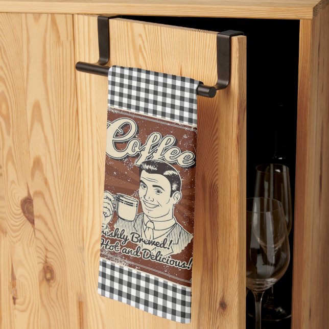Coffee Retro Kitchen Towel (Thirds Fold)