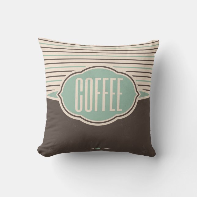 Coffee Retro Label Designer Accent Pillows (Front)