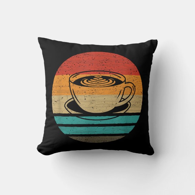 Coffee Retro Style Vintage Throw Pillow (Front)