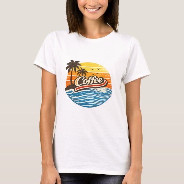 Coffee Retro Sunset Design T-Shirt (Front)
