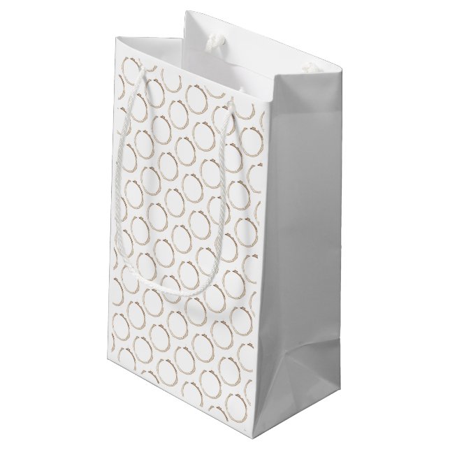 COFFEE Rings Brown White Artisan Fun Small Gift Bag (Back Angled)
