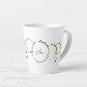COFFEE Rings NAME Brown White Artisan Fun Latte Mug