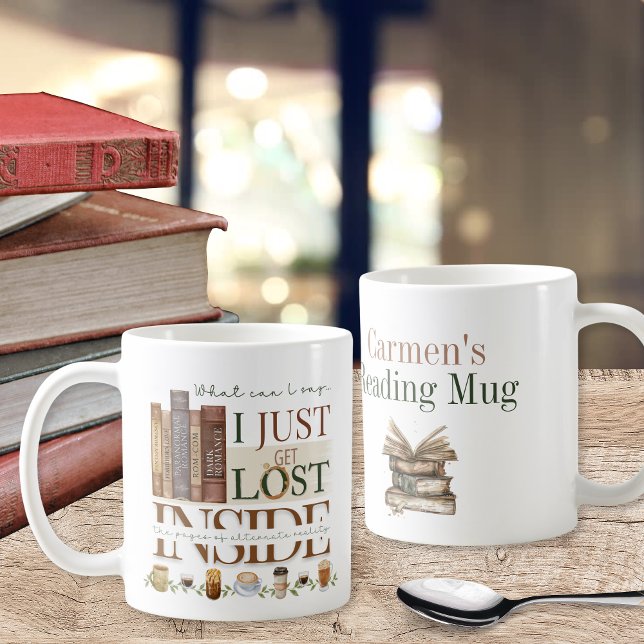 Coffee Romance Book Lovers Custom Tropes Mug (Coffee Latte Tea Theme Coffee Mug for Dark Romance Book Lovers Bookish Tropes Lost in the Pages Gift)