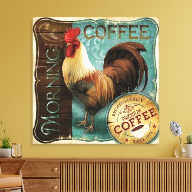 Coffee Rooster Canvas Print (Insitu(LivingRoom))