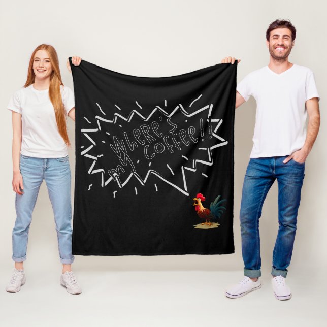 Coffee Rooster Fleece Blanket (In Situ)