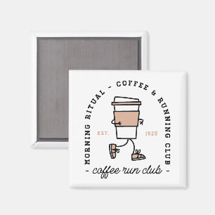 Coffee run club funny running lover aesthetic magnet