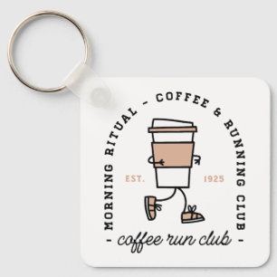 Coffee run club funny running lover keychain
