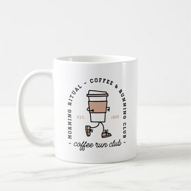 Coffee run club funny running lovers aesthetic mug (Left)