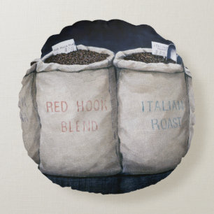 Coffee Sacks 1990 Round Pillow