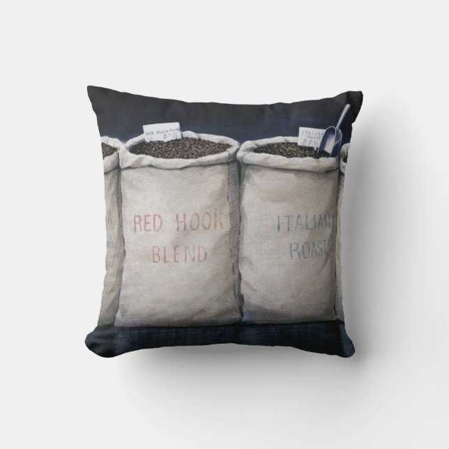 Coffee Sacks 1990 Throw Pillow (Front)