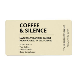 Coffee Scented Tan Coloured Candle Labels