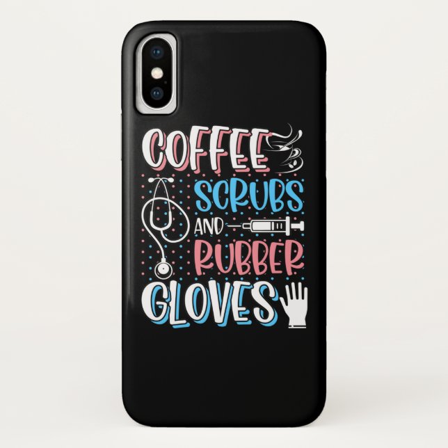 COFFEE SCRUBS RUBBER GLOVES RN Registered Nurse Case-Mate iPhone Case (Back)