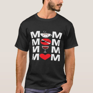 Coffee Scuba Diving Wine Mom Diver Mother Flag T-Shirt