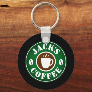 Coffee shop bean and cup logo keychain for barista