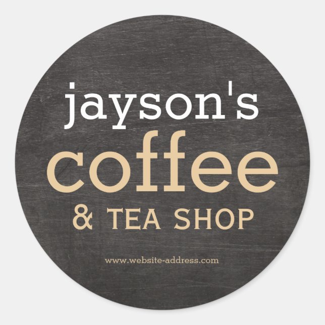 Coffee Shop Black Wood Label Sticker (Front)