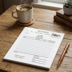 Coffee Shop Business Invoice Notepad