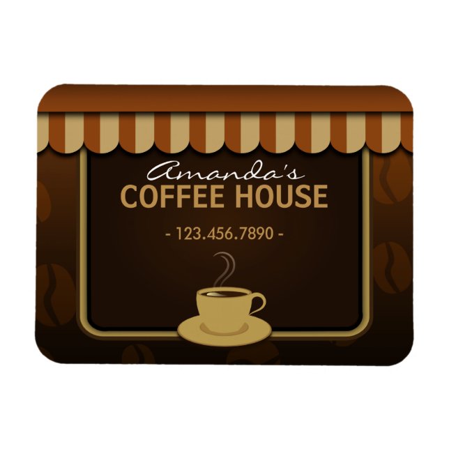 Coffee Shop Cafe Brown Small Custom Flexi Magnets (Horizontal)