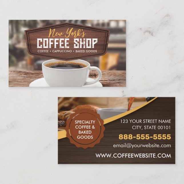 Coffee Shop Cafe Business Card (Front/Back)