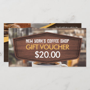 Coffee Shop Cafe Gift Certification Voucher
