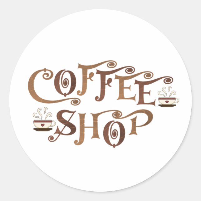 Coffee Shop Classic Round Sticker (Front)
