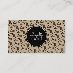 Coffee Shop Cup Pattern Kraft Loyalty Card