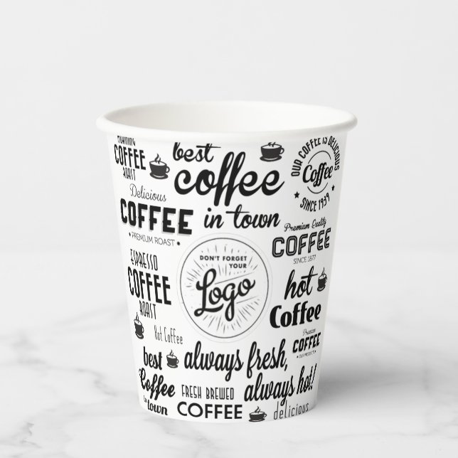 Coffee Shop Custom Business Logo Paper Cups (Front)
