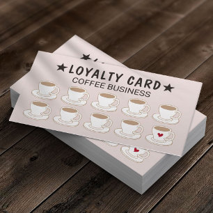 Coffee Shop Cute Coffee Cups Pink Loyalty Card