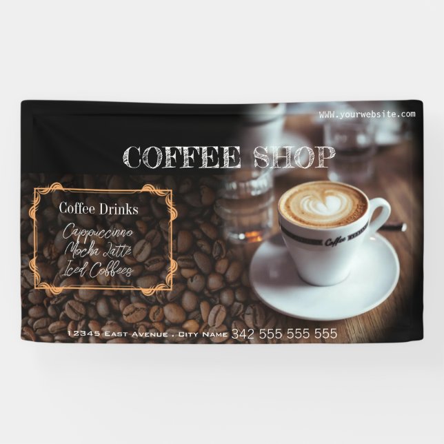 coffee shop espresso cafe drinks modern Business B Banner (Horizontal)